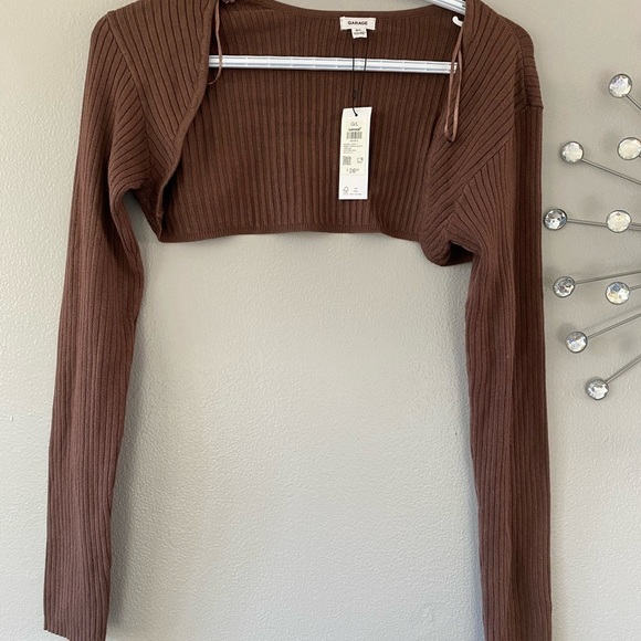 Garage | BNWT Brown Ribbed Knit Crop Top large - Picture 1 of 7